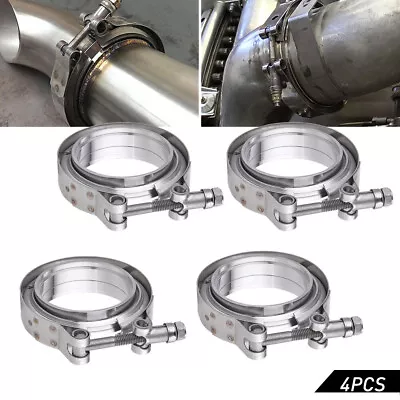 3  Inches V-Band Flange&Clamp Kit Male/Female With Ridge Exhaust Stainless 4 Pcs • $48.88