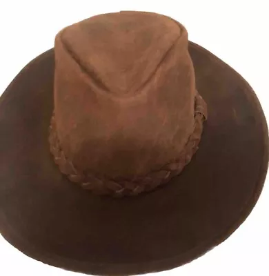 MINNETONKA Outback Cowboy Hat MEDIUM  Brown Leather/Suede Made In The USA • $35