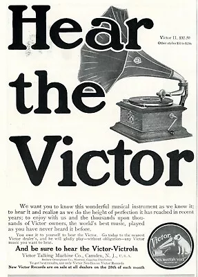 1910 Original Victor II Ad. Large Horn. Plays Records. Victor Talking Machine Co • $7.99