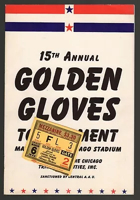 1942 Fifteenth Annual Golden Gloves Finals Program W/ Finals Stub • $45