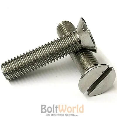£1.52 • Buy  M6 M8 M10 M12, A2 Steel Stainless Machine Screws Flat Countersunk Slotted Bolts