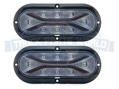 2 Red 6  Oval Trailer Lights 10 LED Stop Turn Tail Truck Sealed Flush Mount • $34.44