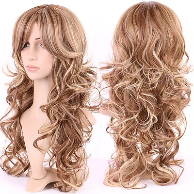 UK Women Long Hair Full Wig Natural Curly Wavy Straight Ombre Synthetic Wigs • £22.53
