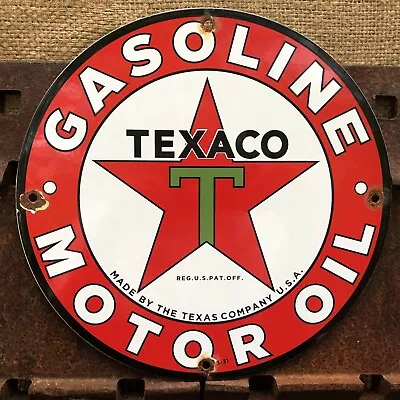 VINTAGE TEXACO GASOLINE MOTOR Oil PORCELAIN GAS SIGN • $9.99