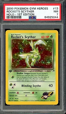$129.99 • Buy PSA 7 Near Mint 1st Ed Rocket's Scyther 13/132 (Gym Heroes) Holo Pokemon Card