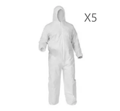 5x Disposable Hooded Coverall Type 5/6 Spraying Suit Overall Spray Paint Large • £19.99