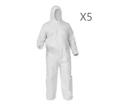 5x Disposable Hooded Coverall Type 5/6 Spraying Suit Overall Spray Paint XL • £24.95