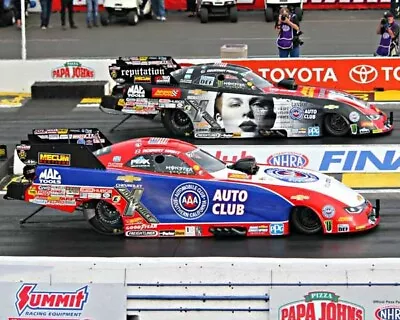 Courtney Force & Robert Hight Funny Cars Close Up Shot 8x10 Glossy Photo #f2 • $2.69