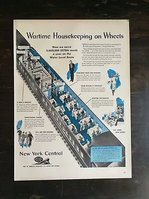 Vintage 1943 New York Central Train Full Page Original Ad 823 • $11.95