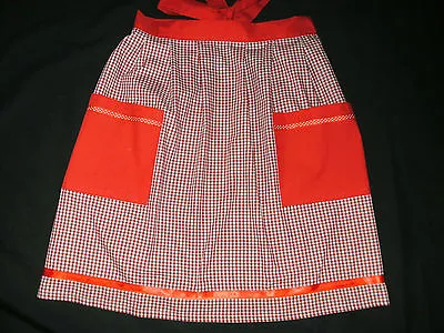 Red Gingham Apron With Pockets - Vintage Kitchen - Uk Made • £6.95