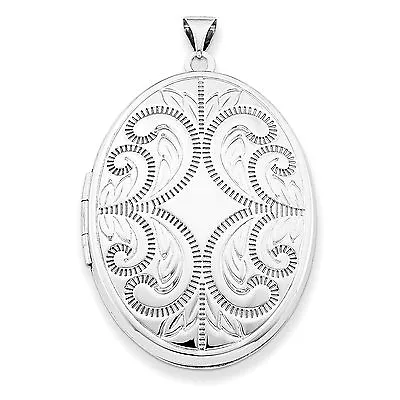 .925 Sterling Silver Polished Large 6 Picture 36mm Oval Scroll Locket • $80