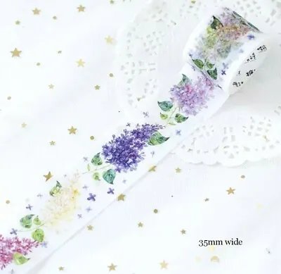 Japan Washi Tape Beautiful Flowers 35mm Wide Sold By Meter MT296 • $1.50