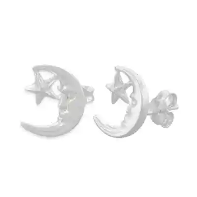 Sterling Silver 925 Moon Earrings Star & Moon Cute Earrings Minimal Jewelry E130 • $26.99