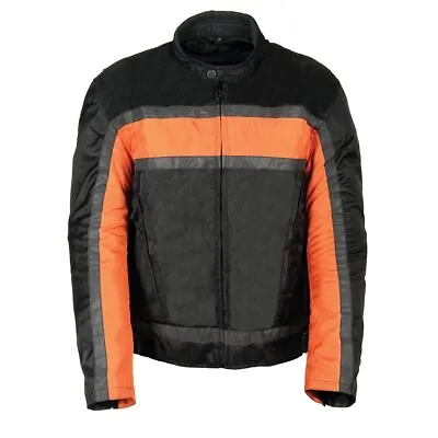 NexGen SH2095 Men's 'Racer' Black And Orange Textile Motorcycle Jacket • $64.99