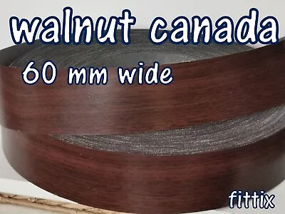 60 Mm Wide  Melamine Pre Glued Iron On Edging Tape/Edge Banding Walnut Canada • £1.20