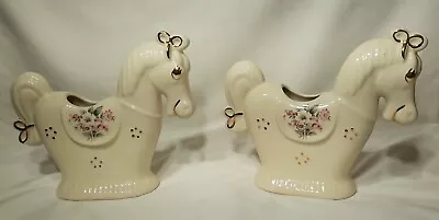 Pair 2 HEDI SCHOOP Hollywood VTG California Pottery Horse Planter Vase Figurines • $34.99