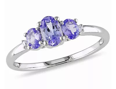 3/4 Carat (ctw) Three-Stone Tanzanite Ring In 10K White Gold • $277.30