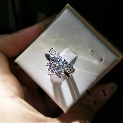 Solid 14k Yellow Gold Moissanite Bridal Set Engagement Ring Round Cut 2.50 Carat • $391.50