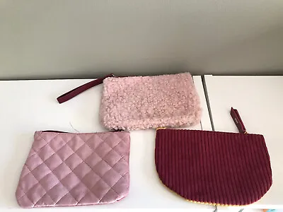3x Ipsy Glam Bag -  Make Up Bag Only  Travel Size  Teddy Maroon Pink • $6.50