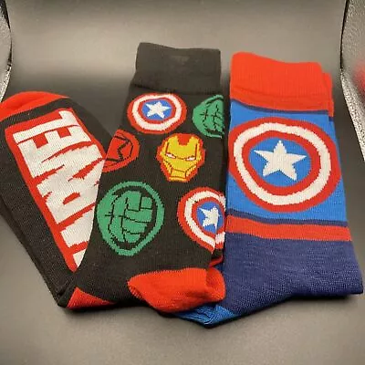 Marvel Captain America Shield & Heroes 2Pack Mens Crew Socks Size 6-12  • $8.99