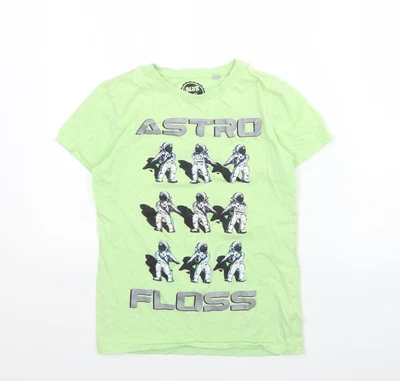 Blue Zoo Boys Green Cotton Basic T-Shirt Size 11 Years Round Neck - Astronaut • £3.15