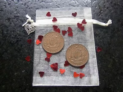 65th Wedding Anniversary Gift - Two 1959 Half Pennies In Organza Bag • £4.95