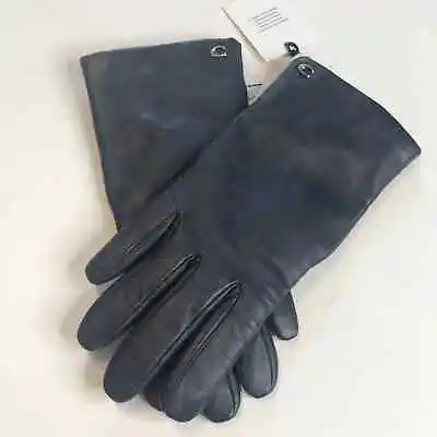 Coach Solid Midnight Navy Leather Tech Gloves Size 6.5 NWT! • $65