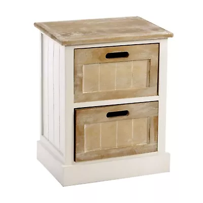 Shabby Chic Chest Of 2 Drawers White Wooden Bedside Table Rustic Nightstand Unit • £49.90