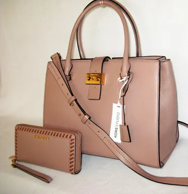 MICHAEL KORS Large BUILD-A-BOND FAWN TAUPE SATCHEL SHOULDER & WALLET NWT $676 • $676.58