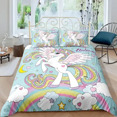Unicorn Duvet Cover Set Twin Size Comforter Cover Girls Bedding Set Quilt Cover  • $84.65