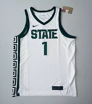 Nike Michigan State Basketball Jersey MSU NWT Mens Size L #1 White NEW • $64.95