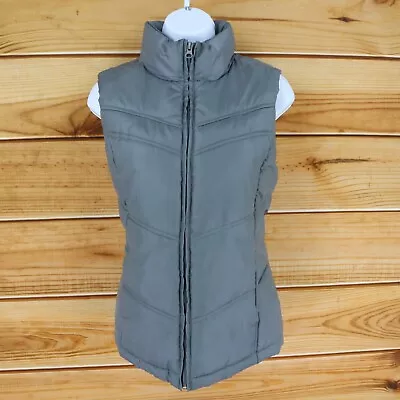 Merona Full Zip Puffer Vest Jacket Womens Size M Gray 100% Polyester Pockets • $15.19