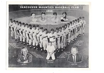 Original 1959 Vancouver Mounties 8x9.5 Team Photo Brooks Robinson Pre Rookie • $195