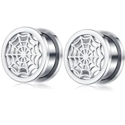 Stainless Steel Spiders Web Screw Fix Ear Tunnel Plug Stretcher Taper A776 • £6.95