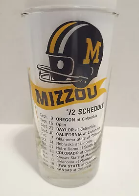 Vintage Missouri University Mizzou Tigers Tumbler Glass 1972 Football Schedule • $15.99