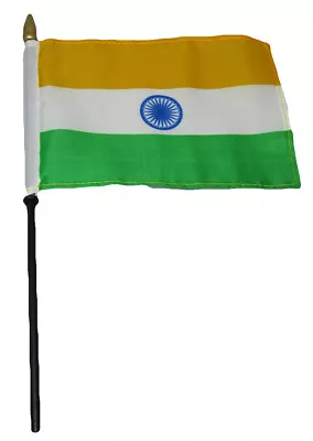 Wholesale 6 India 4 X6  Flag Desk Set Table Wooden Stick Staff • $7.99