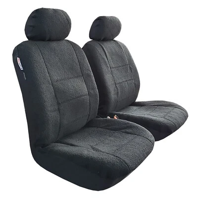 Seat Covers For Ssangyong Musso XLV Ultimate Faux Sheepskin Black Front Pair • $97.89