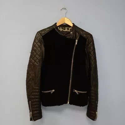 Maison Scotch Biker Jacket Size UK 8 Black RMF52-EH • £7.99