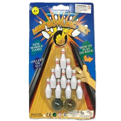 Marble Miniature Mini Bowling Game Table Top Fun Toy Stocking Filler Party Gift • £1.69