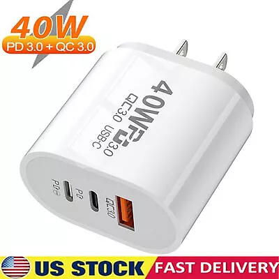 Dual PD 40W Fast Wall Charger Power Adapter For IPhone 15 Pro Max 14 13 12 Plus • $4.20