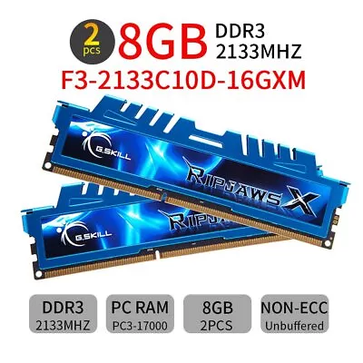 G.Skill Ripjaws 16GB 2x8GB DDR3 2133MHz 240Pin Overclocking Desktop PC Memory UK • £45.59