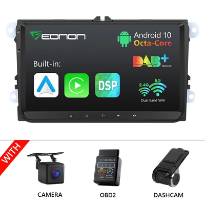 $244.58 • Buy OBD+CAM+DVR+For VW Jetta Passat Golf Eonon Android 10 9 Car Stereo Radio CarPlay