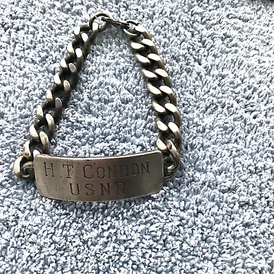 Military U.s.n.r. Mens Sterling Silver I.d. Bracelet Anson • $149