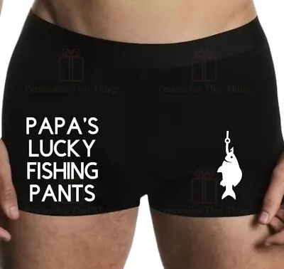 Personalised Custom Name Lucky Fishing Pants Men’s Boxer Trunks • $16