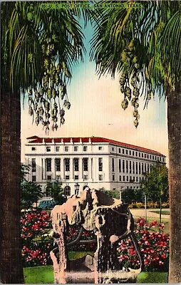 Vtg 1930s Postcard US Post Office San Antonio Texas TX FPlaza View Linen Unused • $3.99