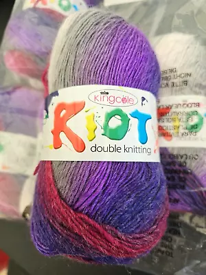 KING COLE RIOT DK YARN 6 X 100g BALLS - BERRIES Gorgeous Bright Colours • £20