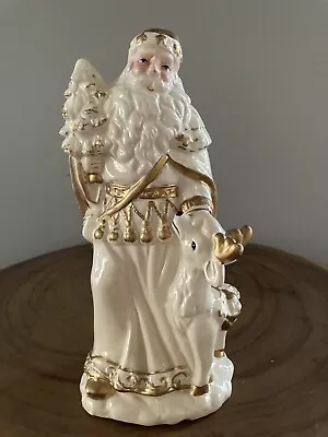 Vintage Ivory With Gold Trim Ceramic Santa Figurine  Christmas Holiday Decor 10” • $15