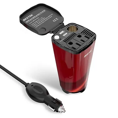BESTEK Cup Holder 200W Car Power Inverters DC To AC 110V Mobile Auto USB Charger • $38.74