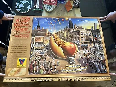 (2) Two NOS Vienna Beef Chicago Hot Dog Polish Sausage Maxwell St. Poster S Sign • $99.99