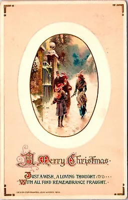 1914 Vintage John Winsch Elegant Victorian Men & Women Christmas Postcards • $27.75